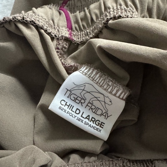 Tiger Friday Girls/Kids Dance Hip Hop Tan Pants with Purple Trim - Picture 4 of 4